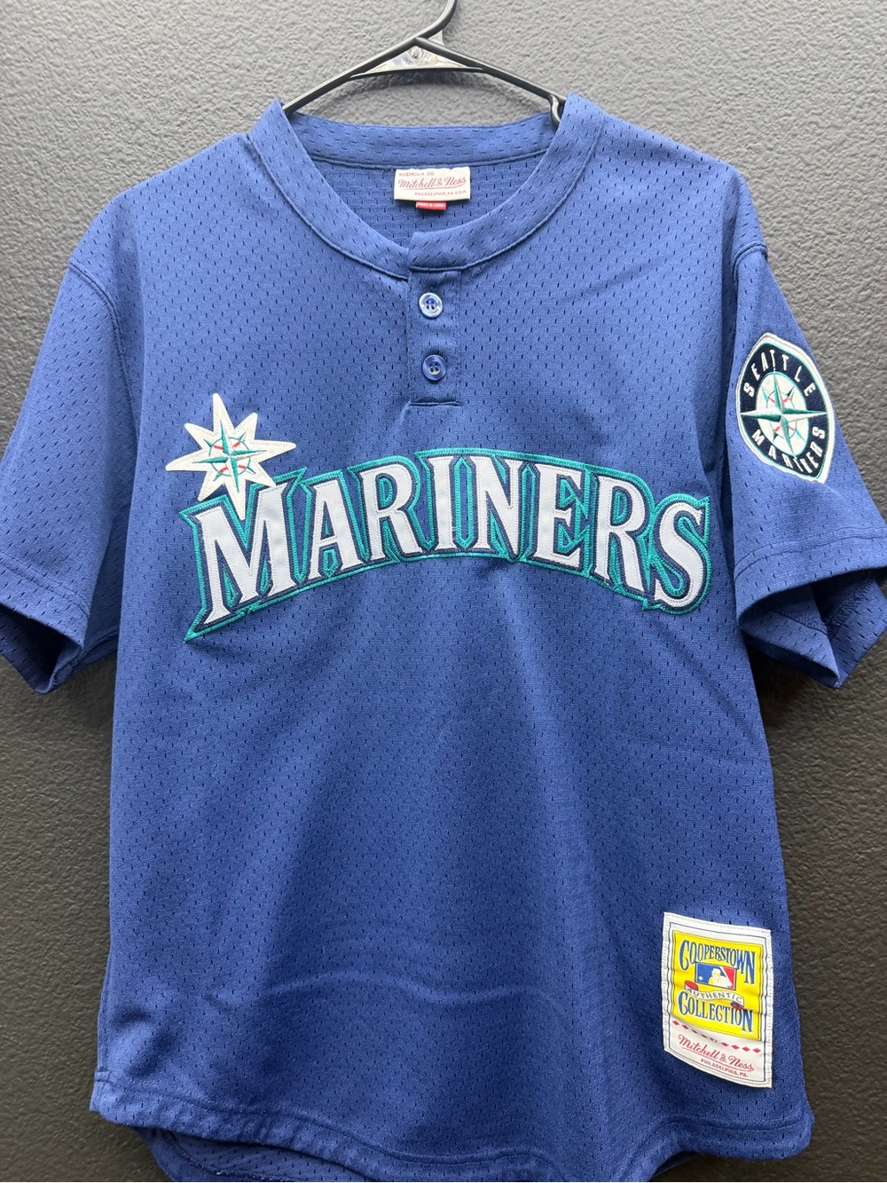 Mitchell & Ness Kids Seattle Mariners Blue Mesh Jersey Top